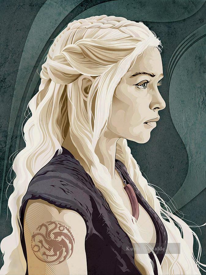 Porträt von Daenerys Targaryen 4 Spiel der Throne Ölgemälde